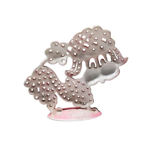Vintage Hot Pink Poodle Earring Holder Metal Dog Earring Tree Revere MFG. USA - Picture 2 of 2